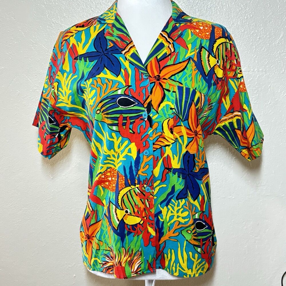 Vintage 90's That's Me Tropical Fish 100% Cotton Shirt Size 5/6
